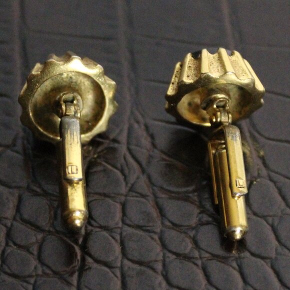 1970s Tiger's Eye Cuff Links Vintage Gold Toned - Picture 7 of 9